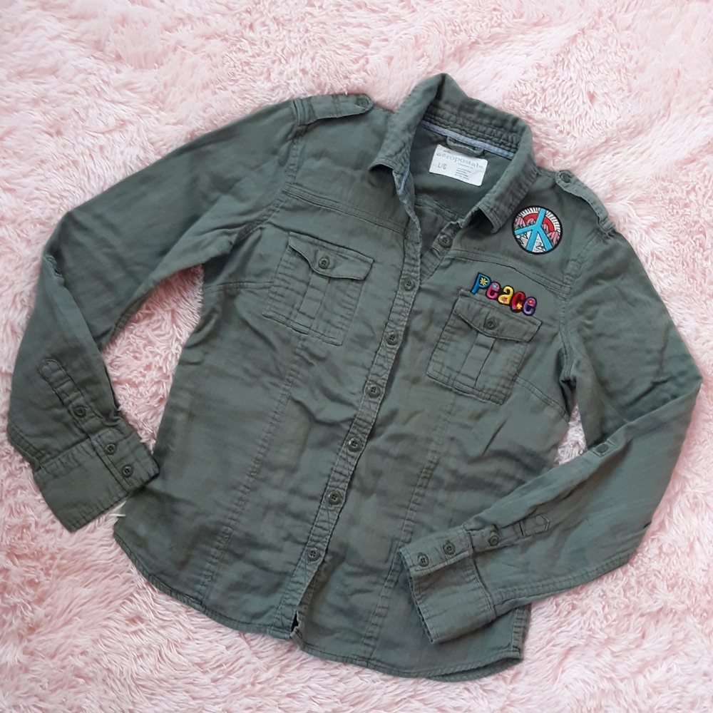 SOLD @MARKET! Boho hippie upcycled army greenish grey toned soft and gorg top! - Picture 2 of 9